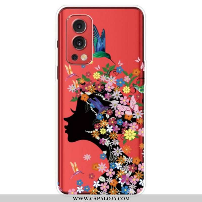 Capa De Celular Para OnePlus Nord 2 5G Cabelo Florido Transparente