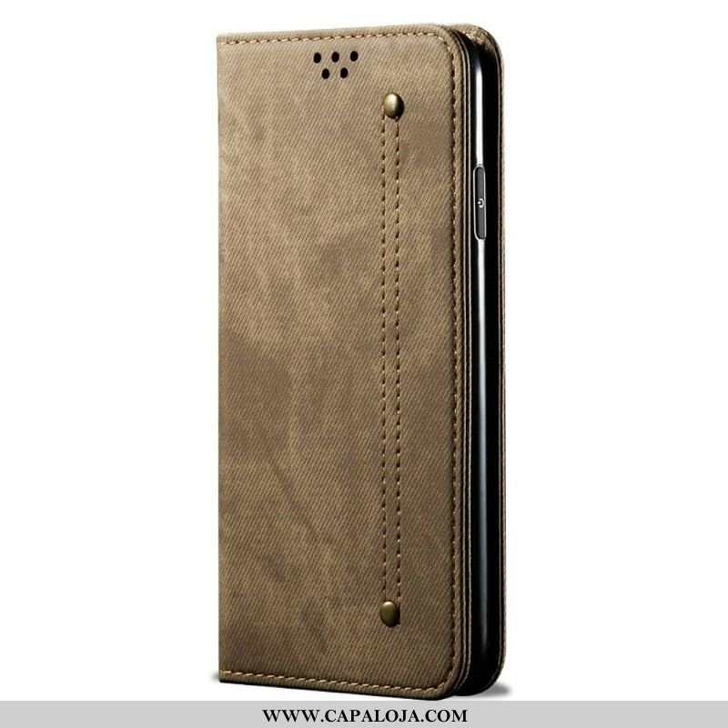 Capa De Celular Para OnePlus Nord 2 5G Flip Textura De Jeans De Couro Sintético