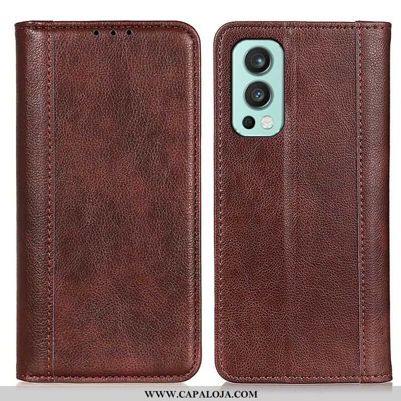 Capa De Celular Para OnePlus Nord 2 5G Flip Versão Couro Rachado Lichia