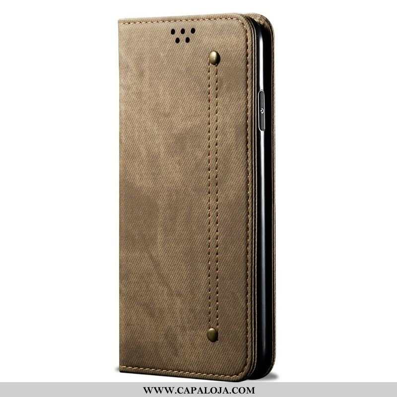 Capa De Celular Para Oppo A16 / A16s Flip Tecido Jeans