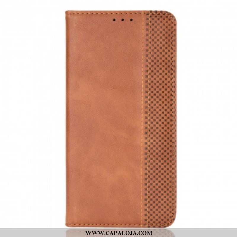 Capa De Celular Para Oppo A54 5G / A74 5G Flip Efeito Couro Vintage Estilizado