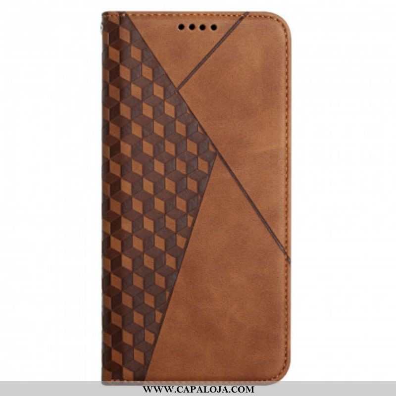 Capa De Celular Para Oppo A94 5G Flip Toque De Pele Estilo Cúbico