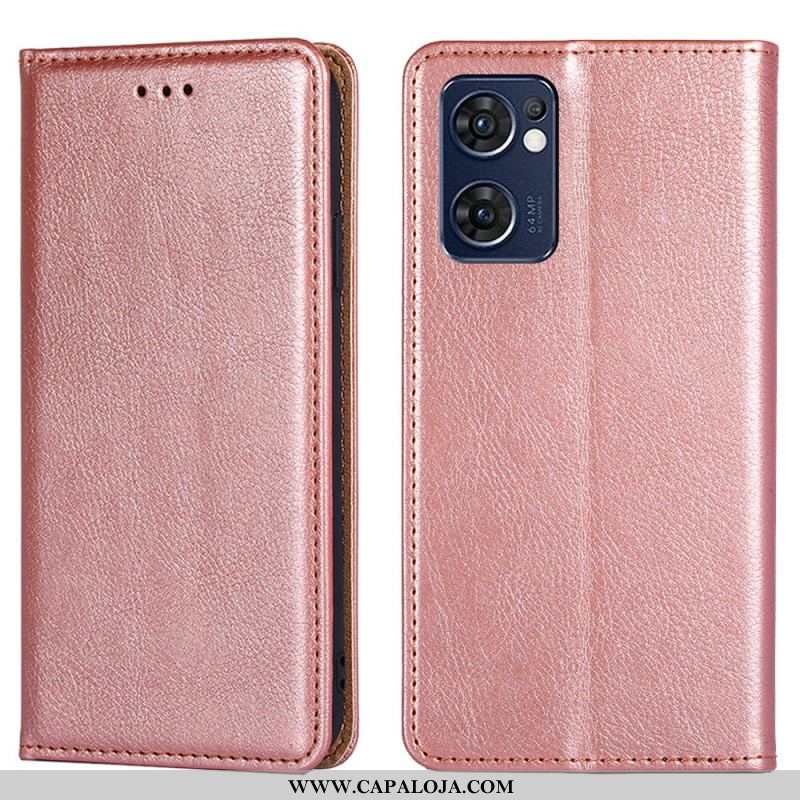 Capa De Celular Para Oppo Find X5 Lite Flip Costura De Couro Falso