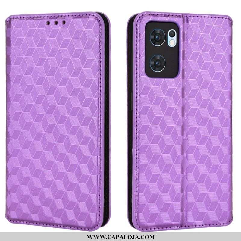 Capa De Celular Para Oppo Find X5 Lite Flip Efeito Couro Diamante