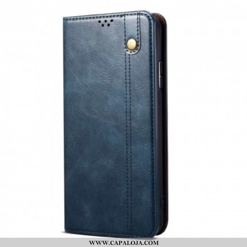 Capa De Celular Para Oppo Reno 6 5G Flip Couro Sintético Encerado