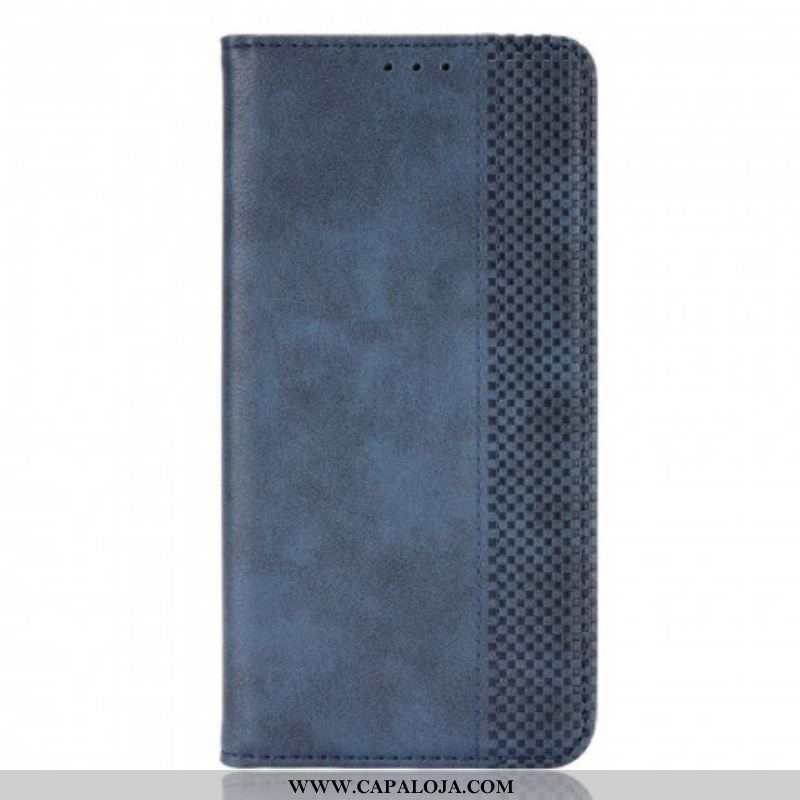 Capa De Celular Para Oppo Reno 6 5G Flip Efeito Couro Vintage Estilizado