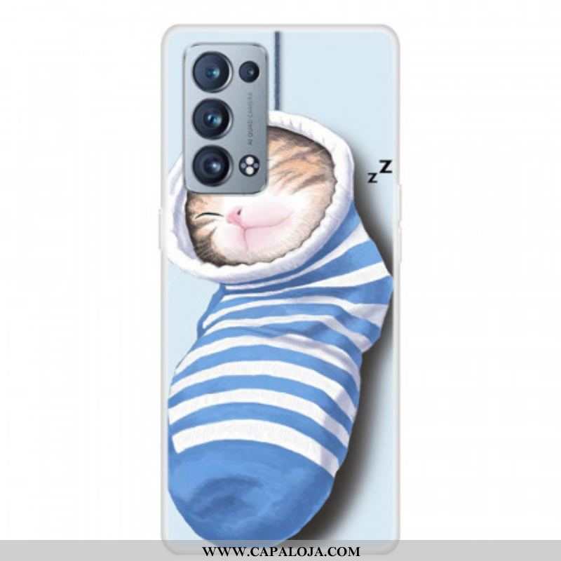 Capa De Celular Para Oppo Reno 6 Pro 5G Gatinho Dormindo