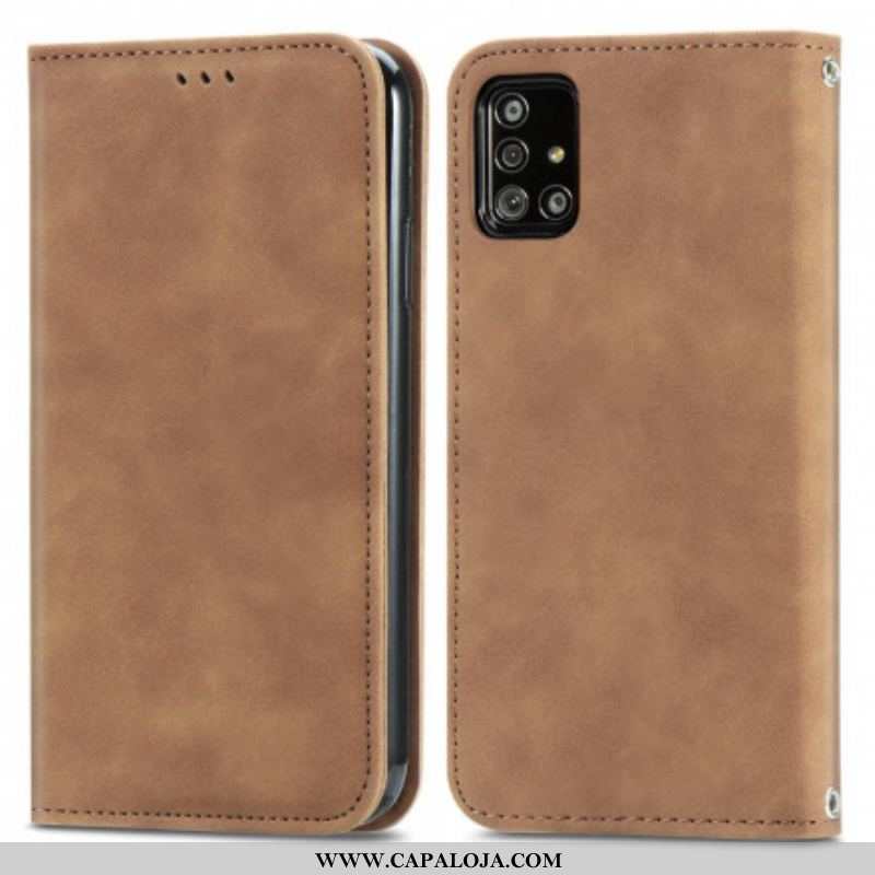 Capa De Celular Para Samsung Galaxy A51 5G Flip Couro Falso Vintage