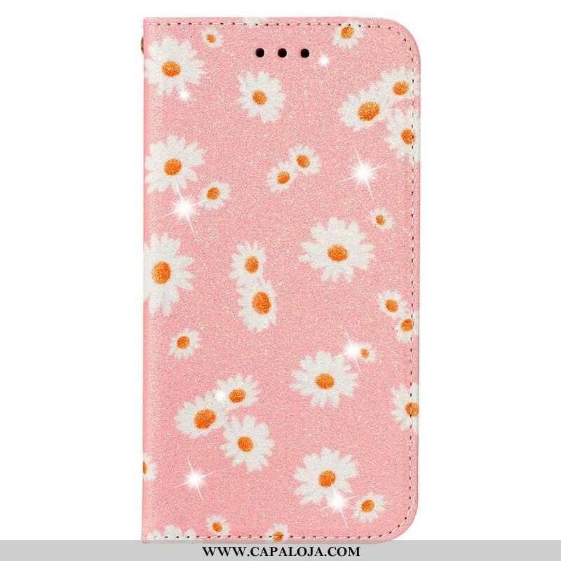 Capa De Celular Para Samsung Galaxy A51 5G Flip Margaridas De Couro Falso