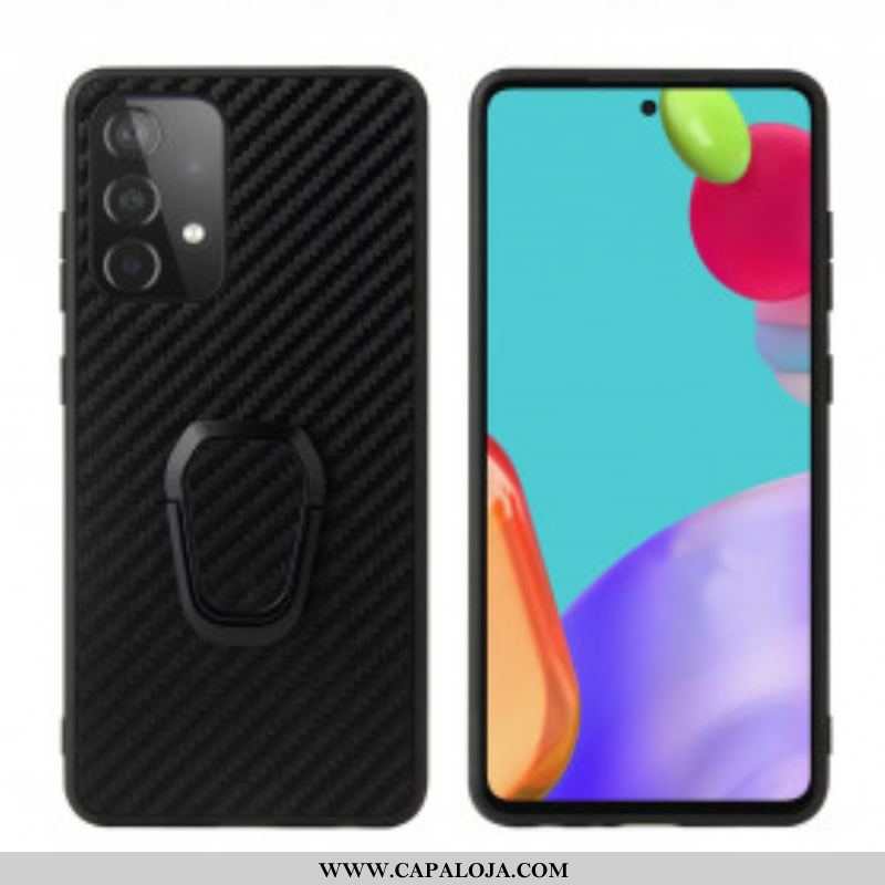 Capa De Celular Para Samsung Galaxy A52 4G / A52 5G / A52s 5G Suporte De Anel De Fibra De Carbono