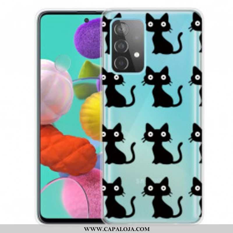 Capa De Celular Para Samsung Galaxy A52 4G / A52 5G / A52s 5G Vários Gatos Pretos