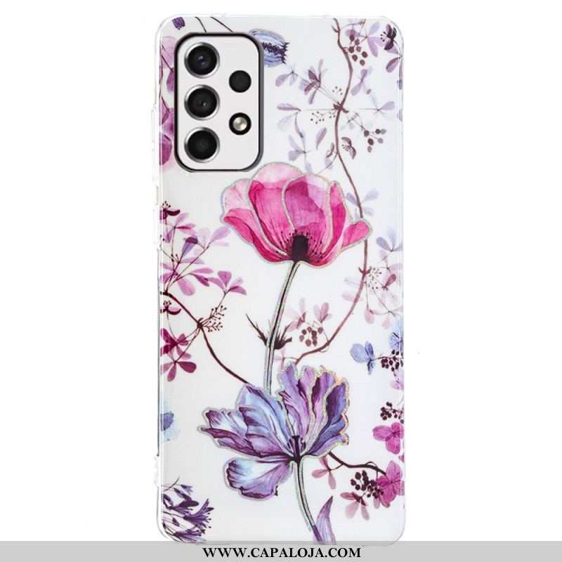 Capa De Celular Para Samsung Galaxy A53 5G Flores Em Mármore