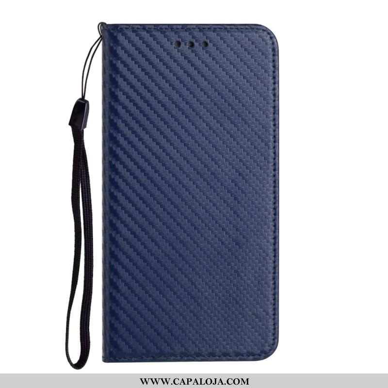 Capa De Celular Para Samsung Galaxy A54 5G De Cordão Flip Estilo Strappy Fibra De Carbono