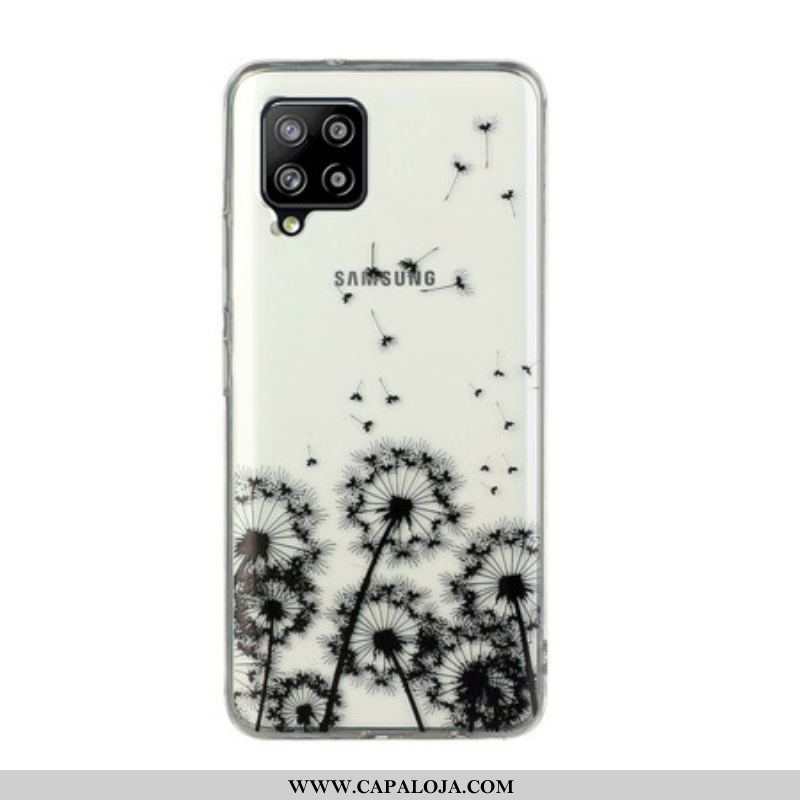 Capa De Celular Para Samsung Galaxy M12 / A12 Dentes-de-leão Pretos Sem Costura