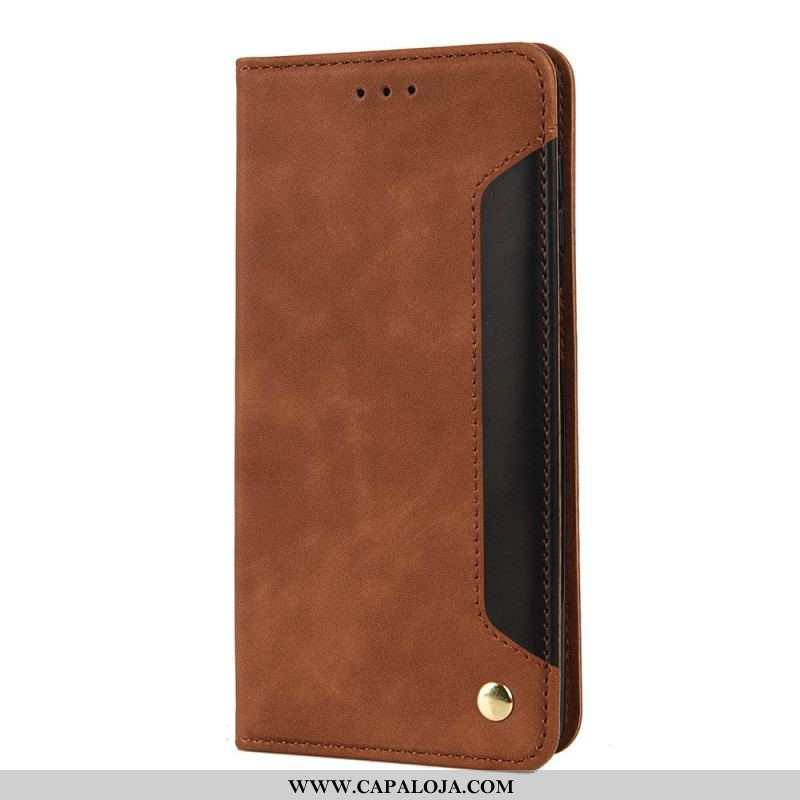 Capa De Celular Para Samsung Galaxy M12 / A12 Flip Efeito Couro Empresarial Em Dois Tons