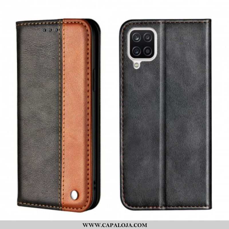 Capa De Celular Para Samsung Galaxy M12 / A12 Flip Efeito De Couro De Dois Tons