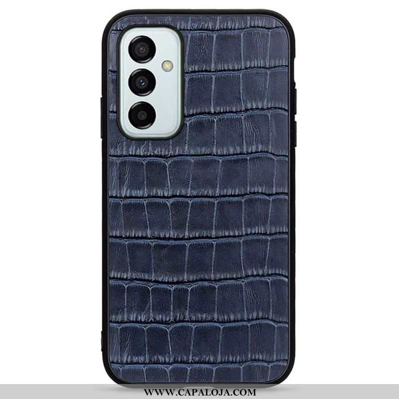 Capa De Celular Para Samsung Galaxy M23 5G Couro Genuíno Com Textura De Crocodilo