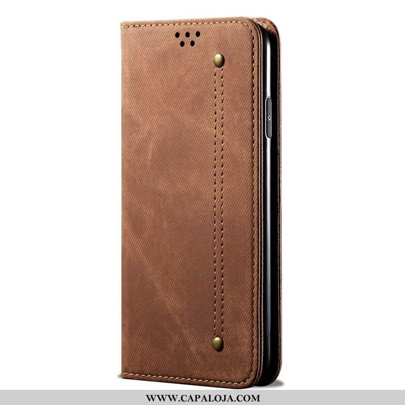 Capa De Celular Para Samsung Galaxy M51 Flip Tecido Jeans