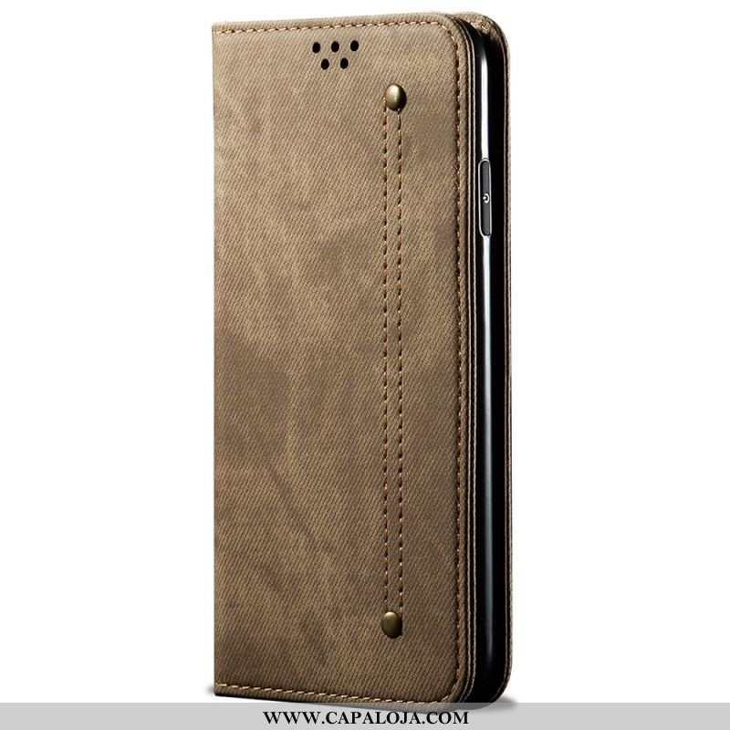 Capa De Celular Para Samsung Galaxy M52 5G Flip Tecido Jeans