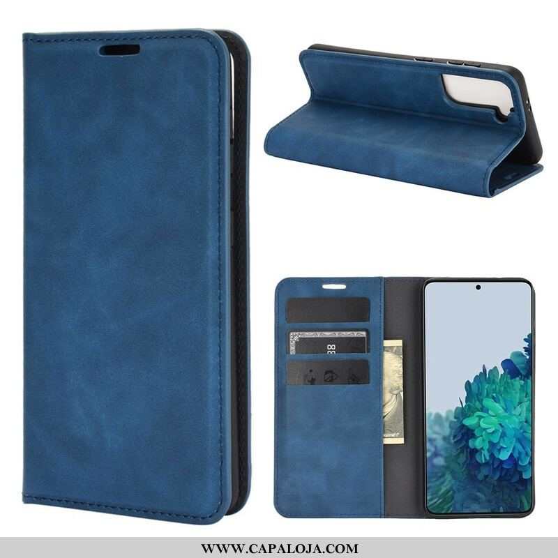 Capa De Celular Para Samsung Galaxy S21 5G Flip Efeito Couro Macio