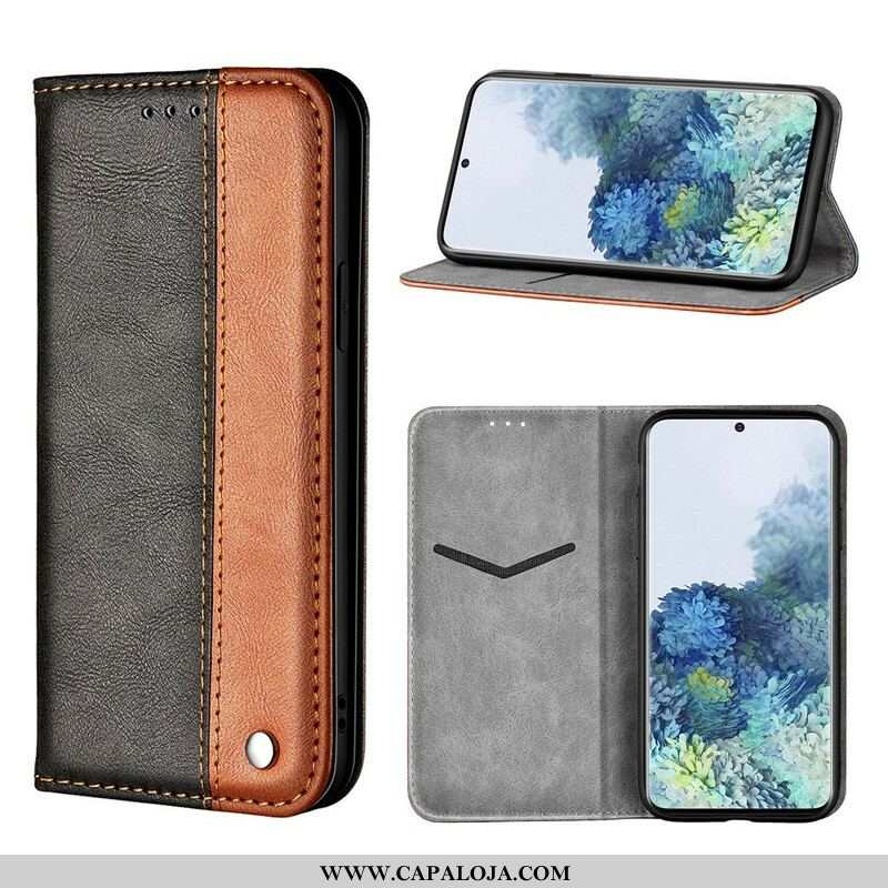 Capa De Celular Para Samsung Galaxy S21 5G Flip Efeito De Couro De Dois Tons