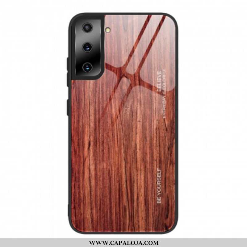 Capa De Celular Para Samsung Galaxy S21 5G Vidro Temperado Com Design De Madeira