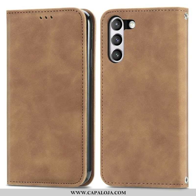 Capa De Celular Para Samsung Galaxy S21 FE Flip Couro Falso Vintage