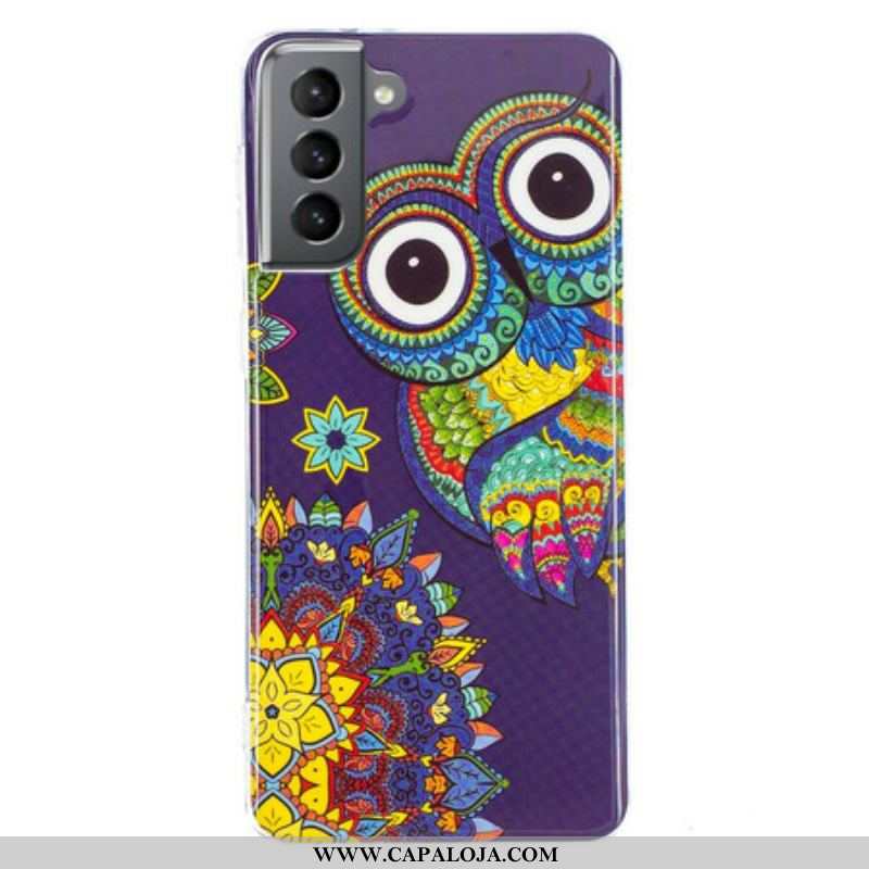 Capa De Celular Para Samsung Galaxy S21 FE Mandala Coruja Fluorescente