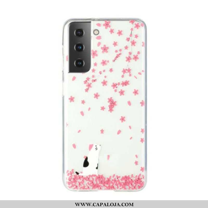 Capa De Celular Para Samsung Galaxy S21 Plus 5G Pétalas E Gato