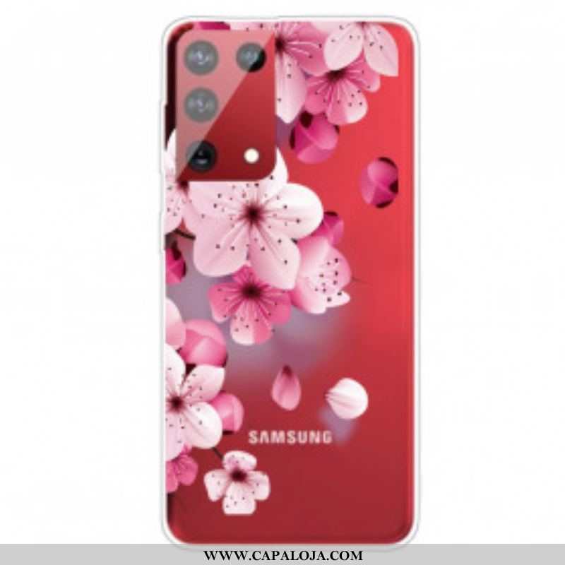 Capa De Celular Para Samsung Galaxy S21 Ultra 5G Pequenas Flores Cor De Rosa