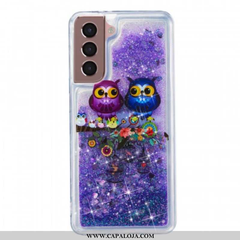 Capa De Celular Para Samsung Galaxy S22 5G Corujas Glitter