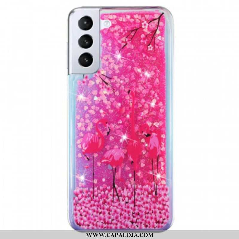 Capa De Celular Para Samsung Galaxy S22 5G Lantejoulas Flamingo