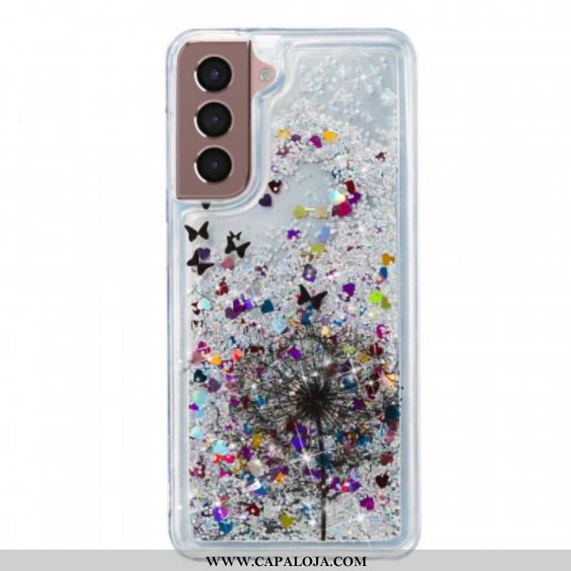 Capa De Celular Para Samsung Galaxy S22 Plus 5G Dente-de-leão Glitter