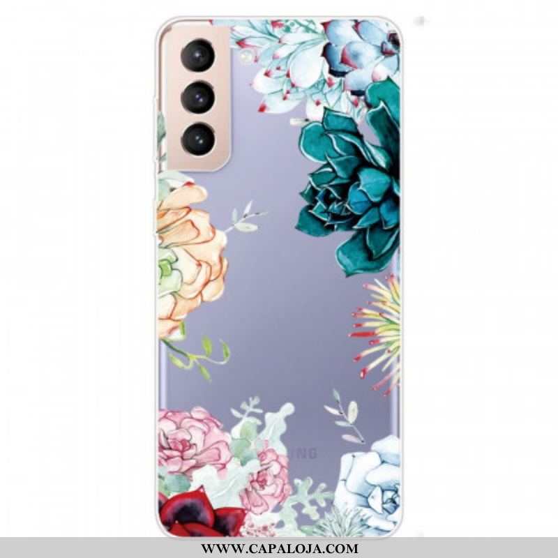 Capa De Celular Para Samsung Galaxy S22 Plus 5G Flores Em Aquarela Sem Costura