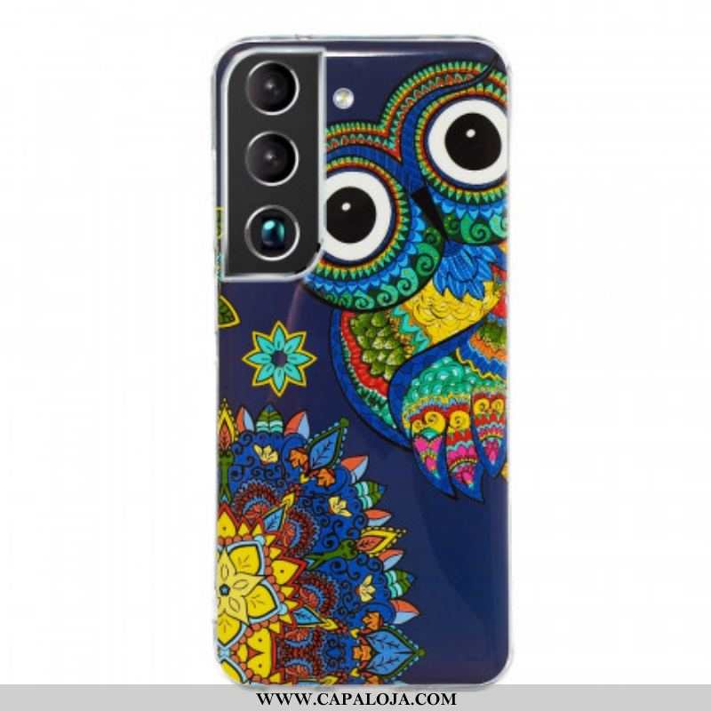 Capa De Celular Para Samsung Galaxy S22 Plus 5G Mandala Coruja Fluorescente