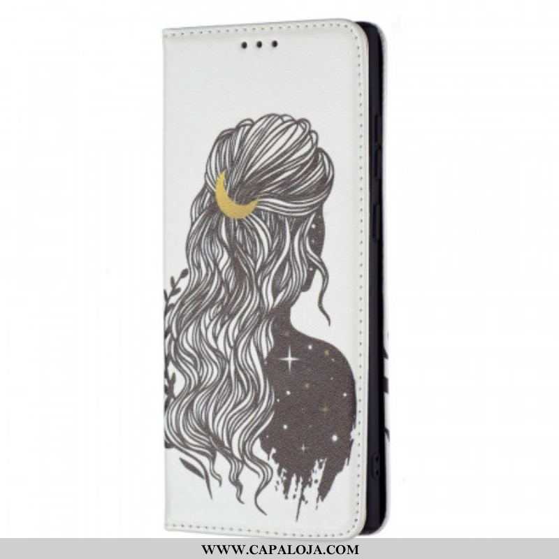 Capa De Celular Para Samsung Galaxy S22 Ultra 5G Flip Cabelo Bonito