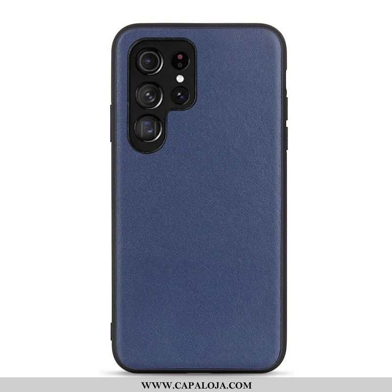 Capa De Celular Para Samsung Galaxy S22 Ultra 5G Negócios De Couro Genuíno