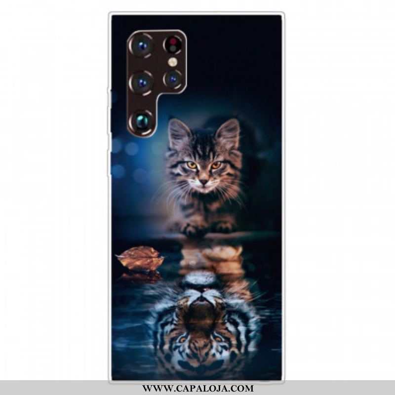 Capa De Celular Para Samsung Galaxy S22 Ultra 5G Reflexo Do Gato