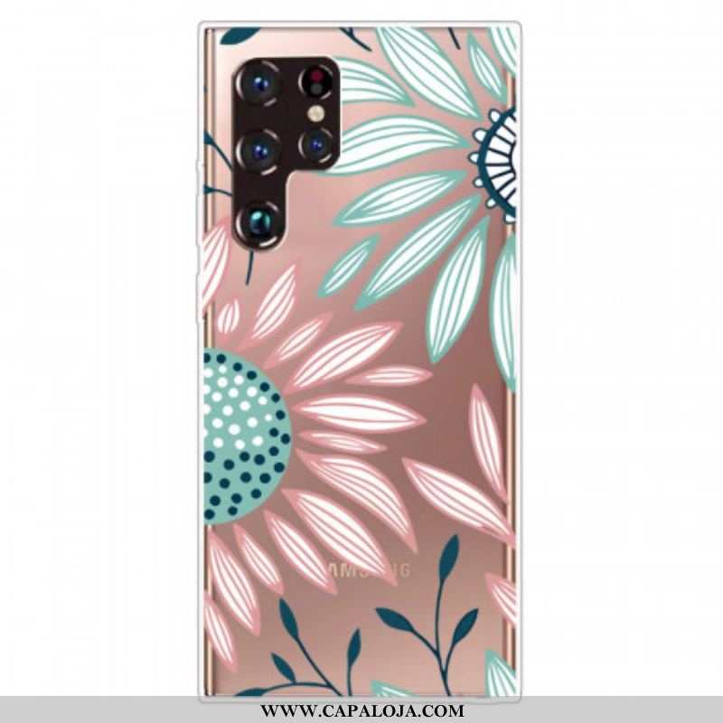 Capa De Celular Para Samsung Galaxy S22 Ultra 5G Uma Flor Transparente