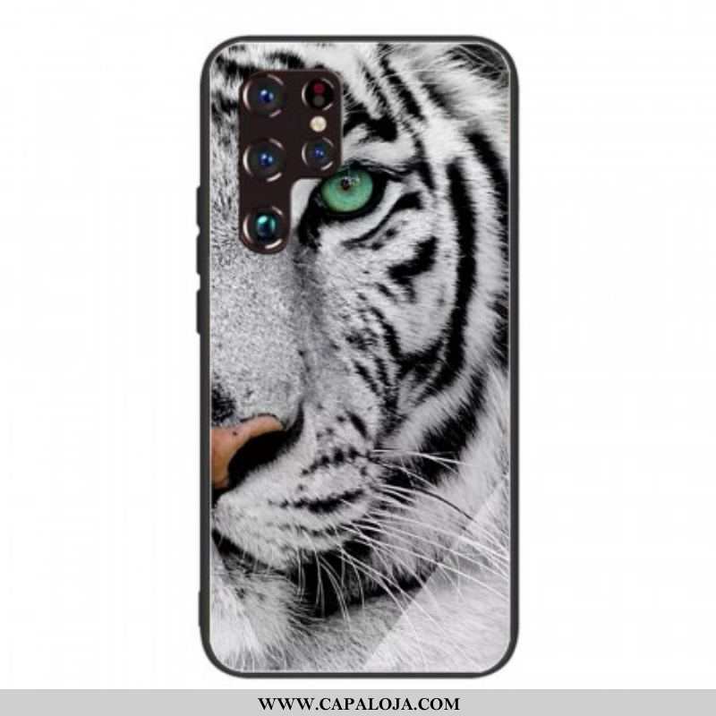 Capa De Celular Para Samsung Galaxy S22 Ultra 5G Vidro Temperado Tigre