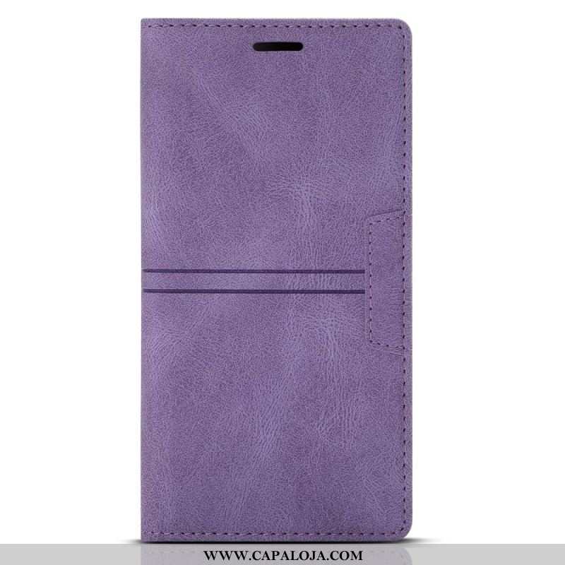 Capa De Celular Para Samsung Galaxy S23 5G Flip Fecho Magnético Com Costura Estilo Couro