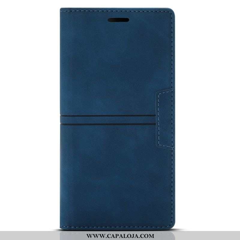 Capa De Celular Para Samsung Galaxy S23 Plus 5G Flip Fecho Magnético Com Costura Estilo Couro