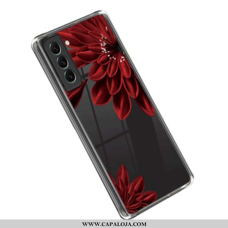 Capa De Celular Para Samsung Galaxy S23 Plus 5G Flores Vermelhas Sem Costura