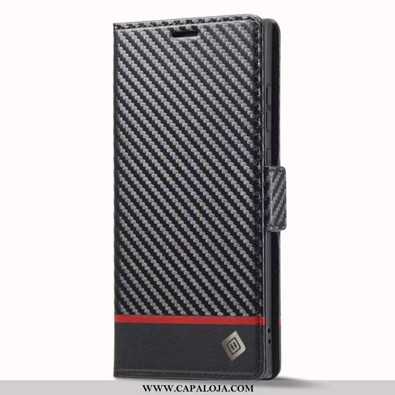 Capa De Celular Para Samsung Galaxy S23 Ultra 5G Flip Fibra De Carbono