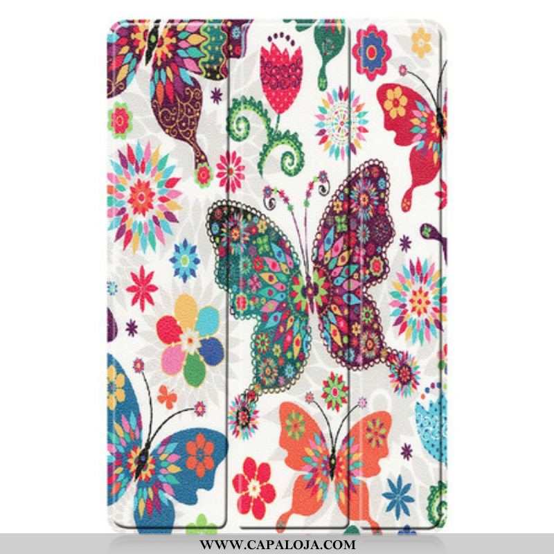 Capa De Celular Para Samsung Galaxy Tab S8 / Tab S7 Porta Caneta Flor Vintage