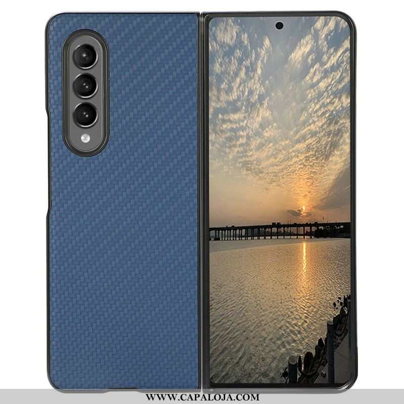 Capa De Celular Para Samsung Galaxy Z Fold 3 5G Cor De Fibra De Carbono