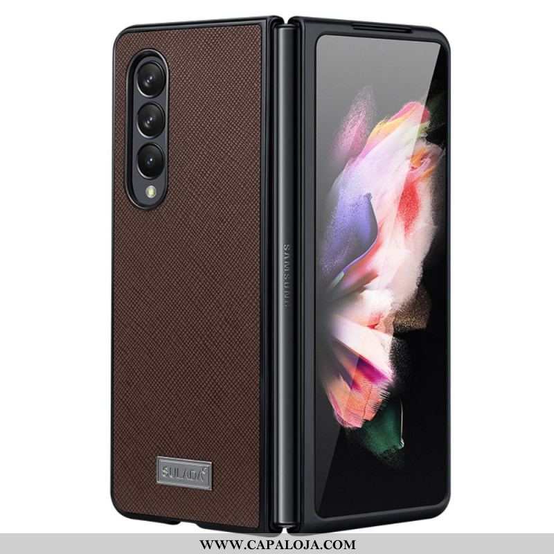 Capa De Celular Para Samsung Galaxy Z Fold 3 5G Sulada Couro Sintético Texturizado