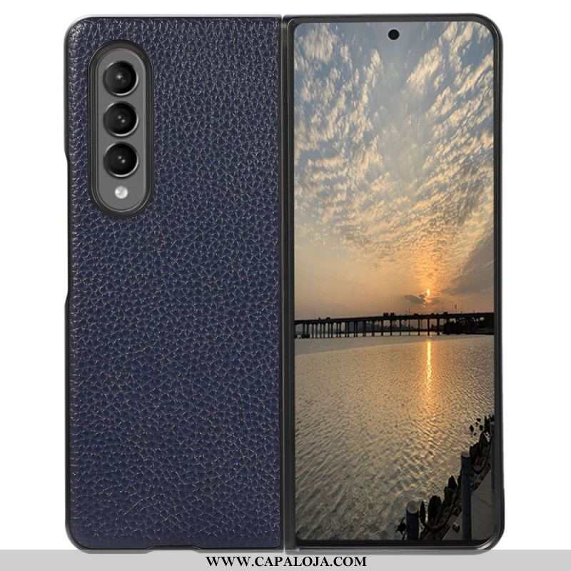 Capa De Celular Para Samsung Galaxy Z Fold 4 Couro Sintético Lichia Efeito Vintage