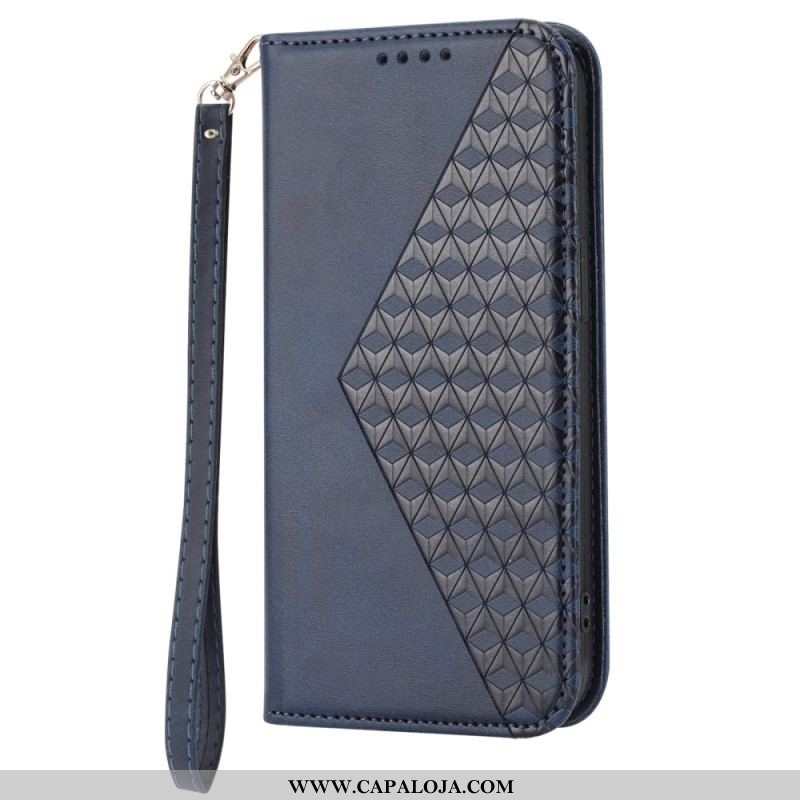 Capa De Celular Para Sony Xperia 1 IV Flip Estilo De Couro Padrão 3d Com Alça