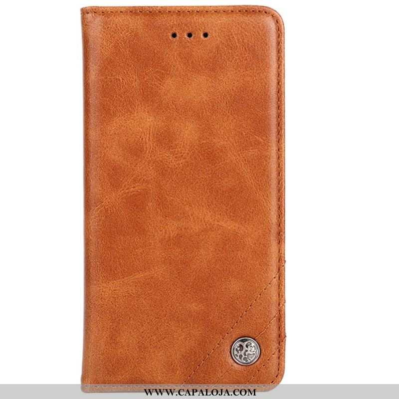 Capa De Celular Para Sony Xperia 10 IV Flip Rebite Decorativo De Couro Falso